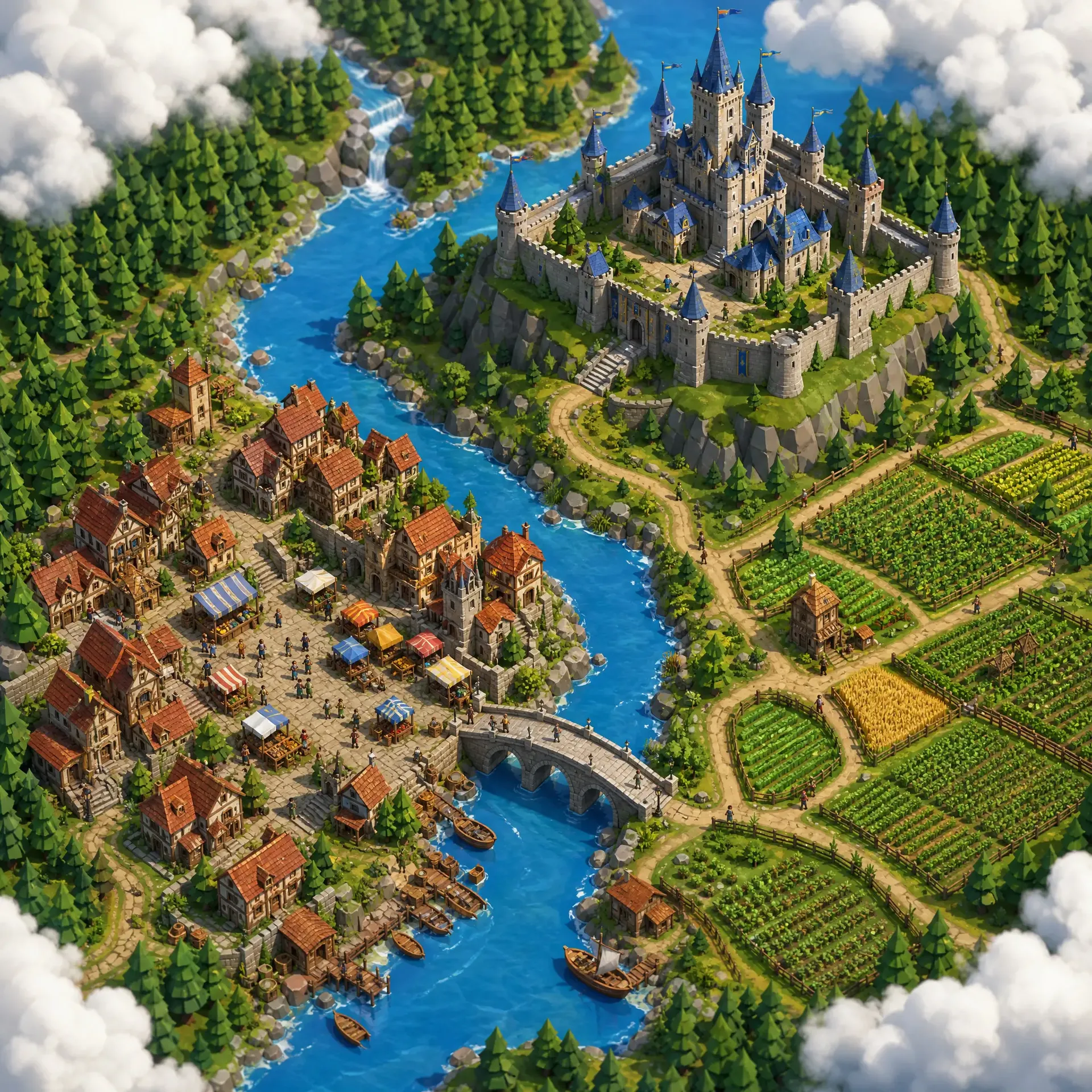 isometric town map ai generator