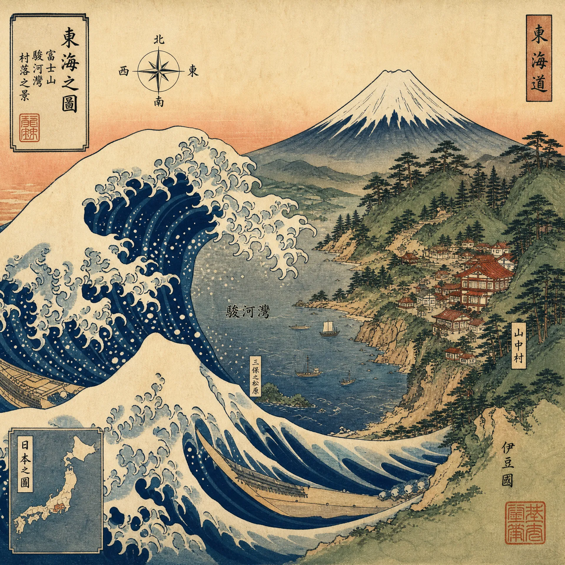 ukiyo-e style map ai