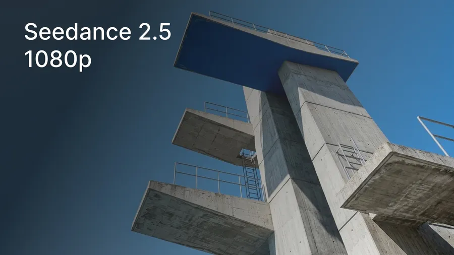 photo showing progressively higher diving platforms, the highest placed one has a blue underside, representing 1080p quality option being added to seedance 2.5 video generation ai model