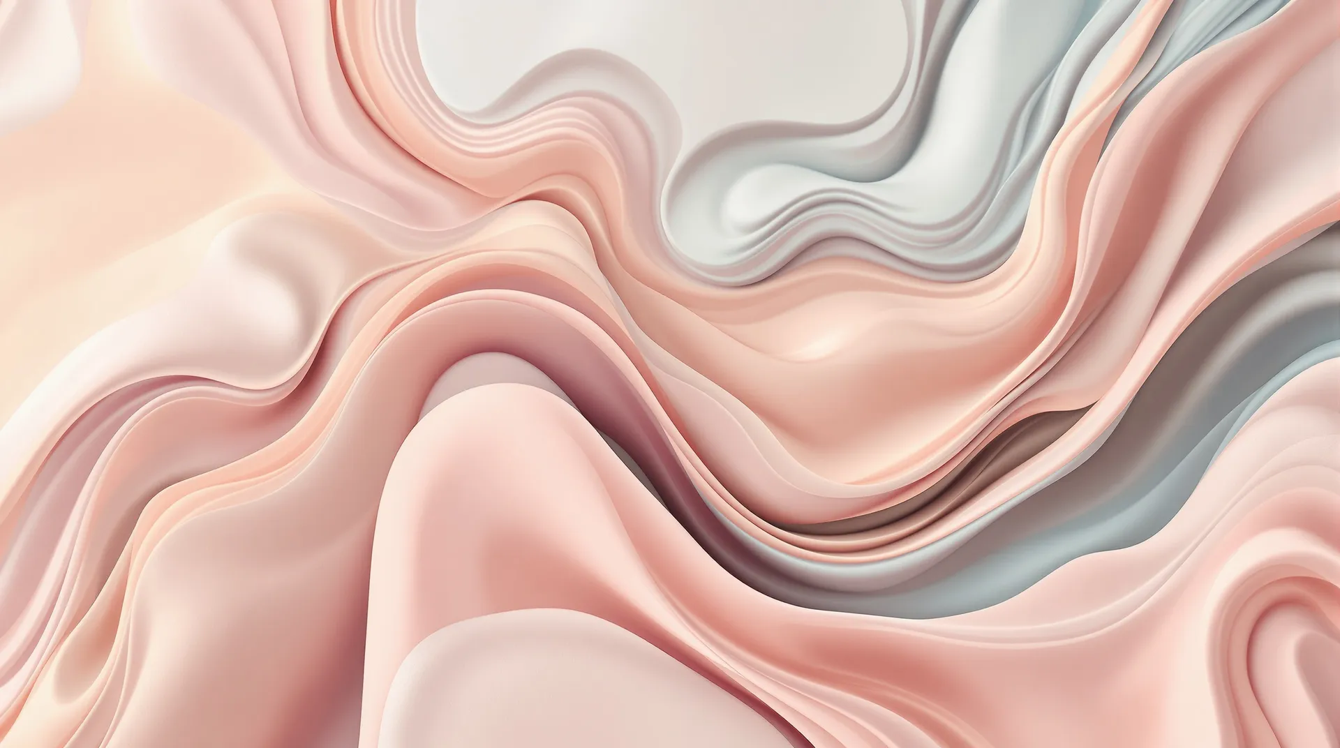 Flowing abstract folds in pink, cream and pale blue