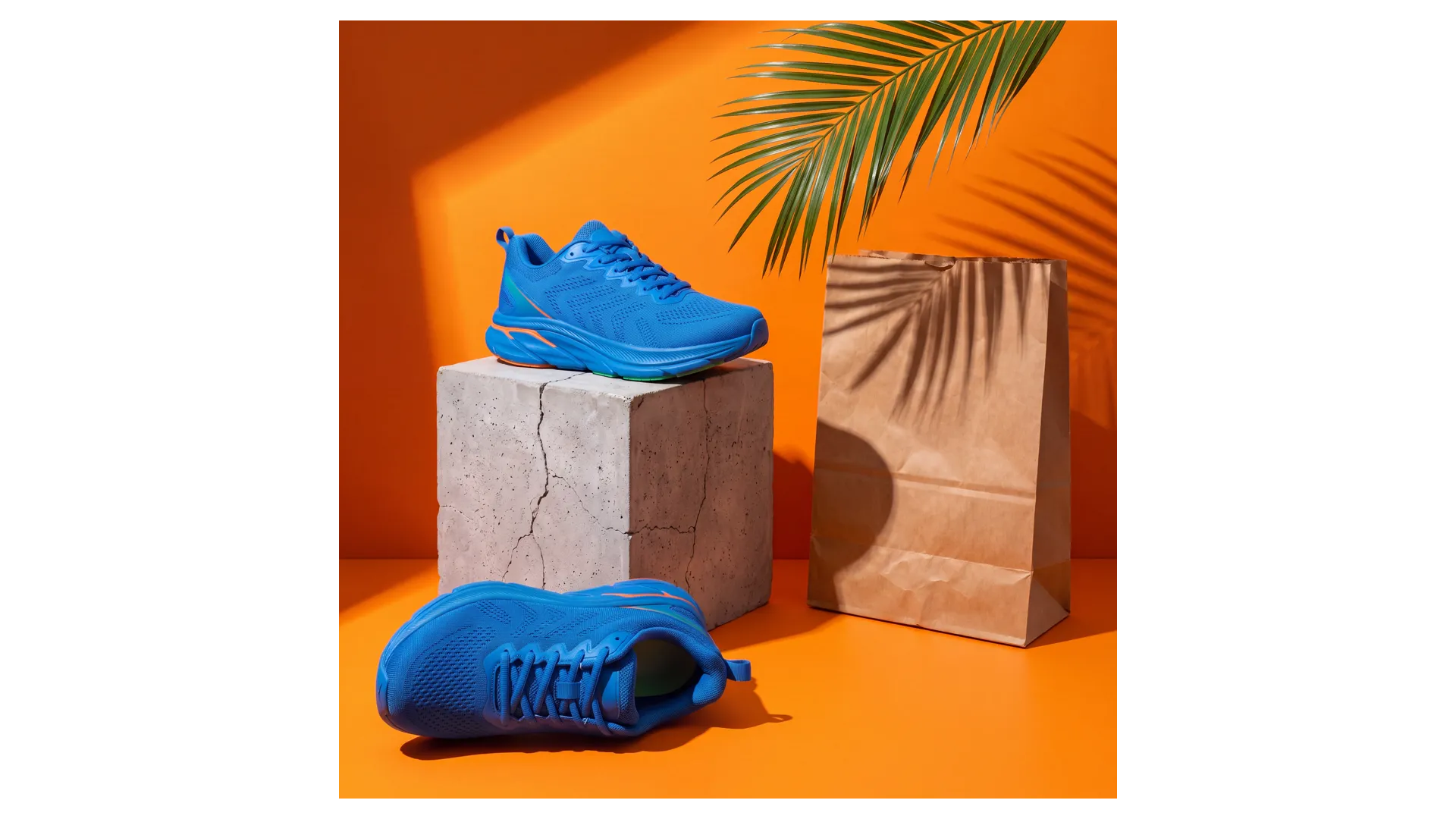 The same sneaker product visual recomposed at 1:1 square proportions on a transparent wide canvas, adapted with Smart Resize in getimg.ai