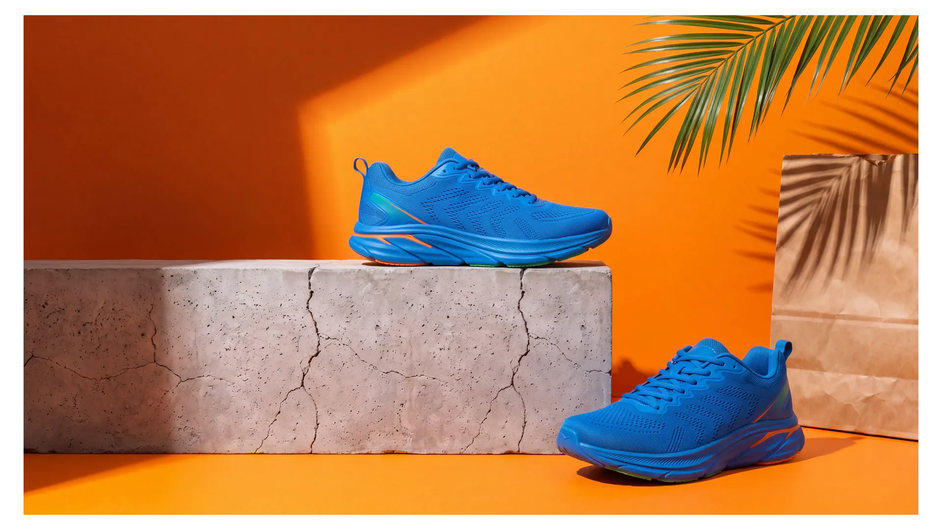 The same sneaker product visual recomposed at 16:9 wide proportions filling the canvas, adapted with Smart Resize in getimg.ai