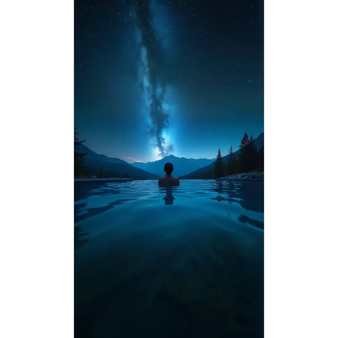 The same infinity pool scene at the same width, extended to a 9:16 vertical frame with the getimg.ai AI image resizer.