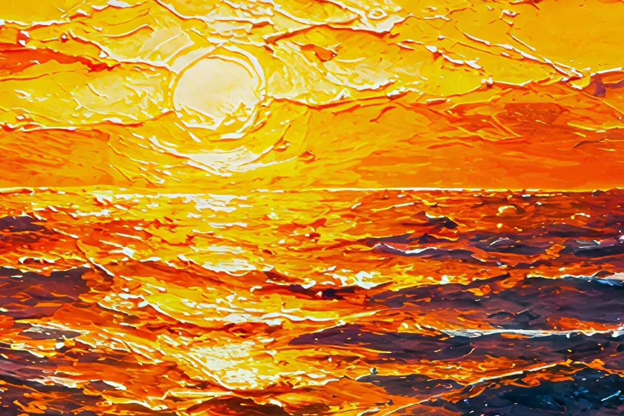 The same painterly crop after a 4K upscale with Topaz Bloom 2, with sharper brush strokes