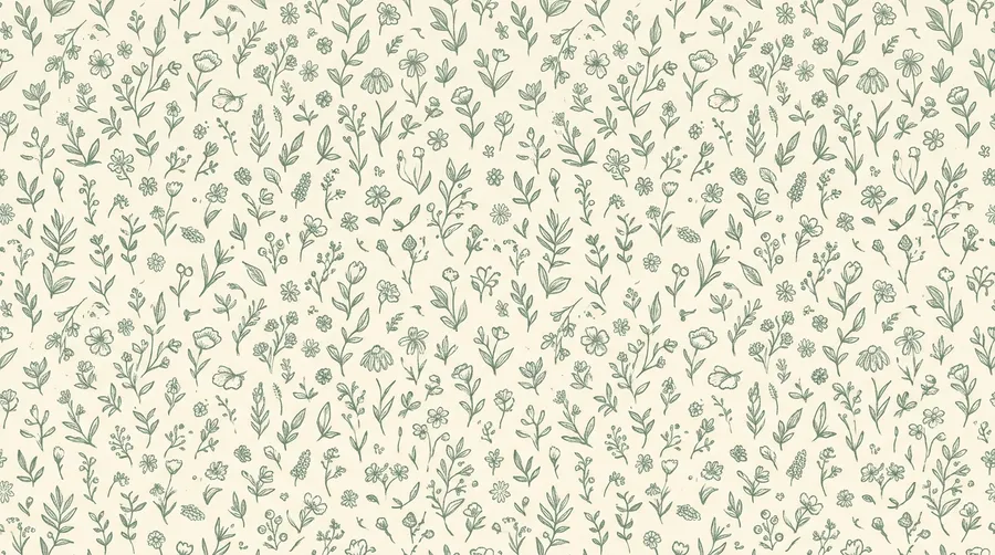 Seamless botanical floral repeat pattern in sage and cream