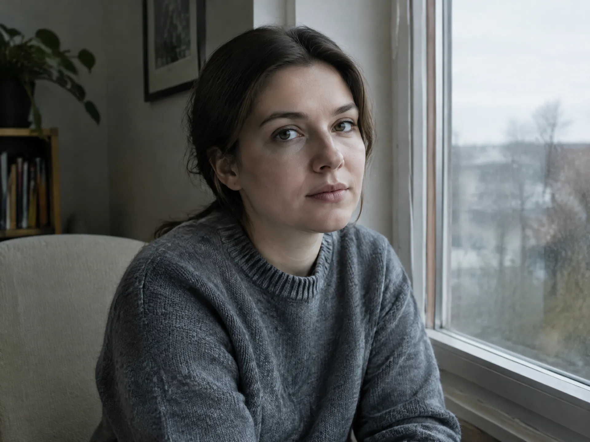 Portrait in flat overcast light before relighting