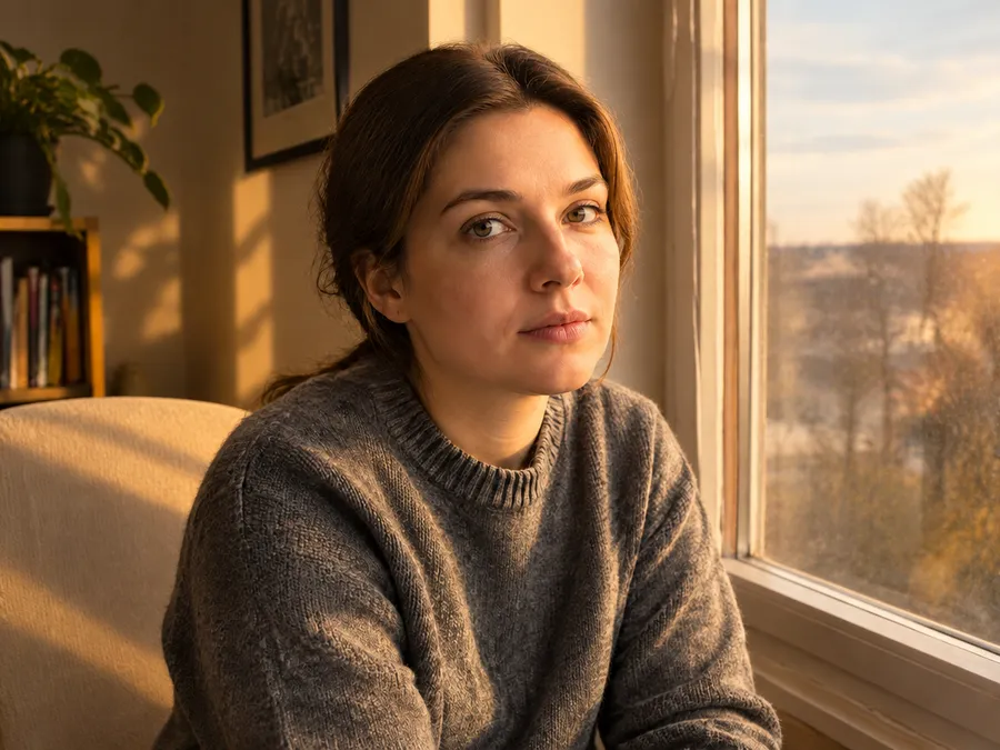 Same portrait relit with warm golden directional light