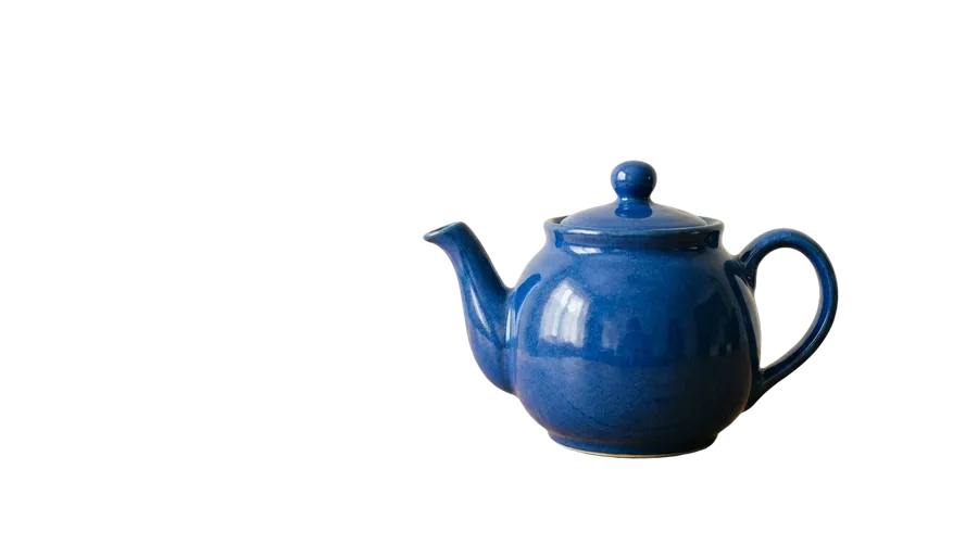 Cobalt blue ceramic teapot cut out onto a transparent background, the Background Remover result, made with getimg.ai