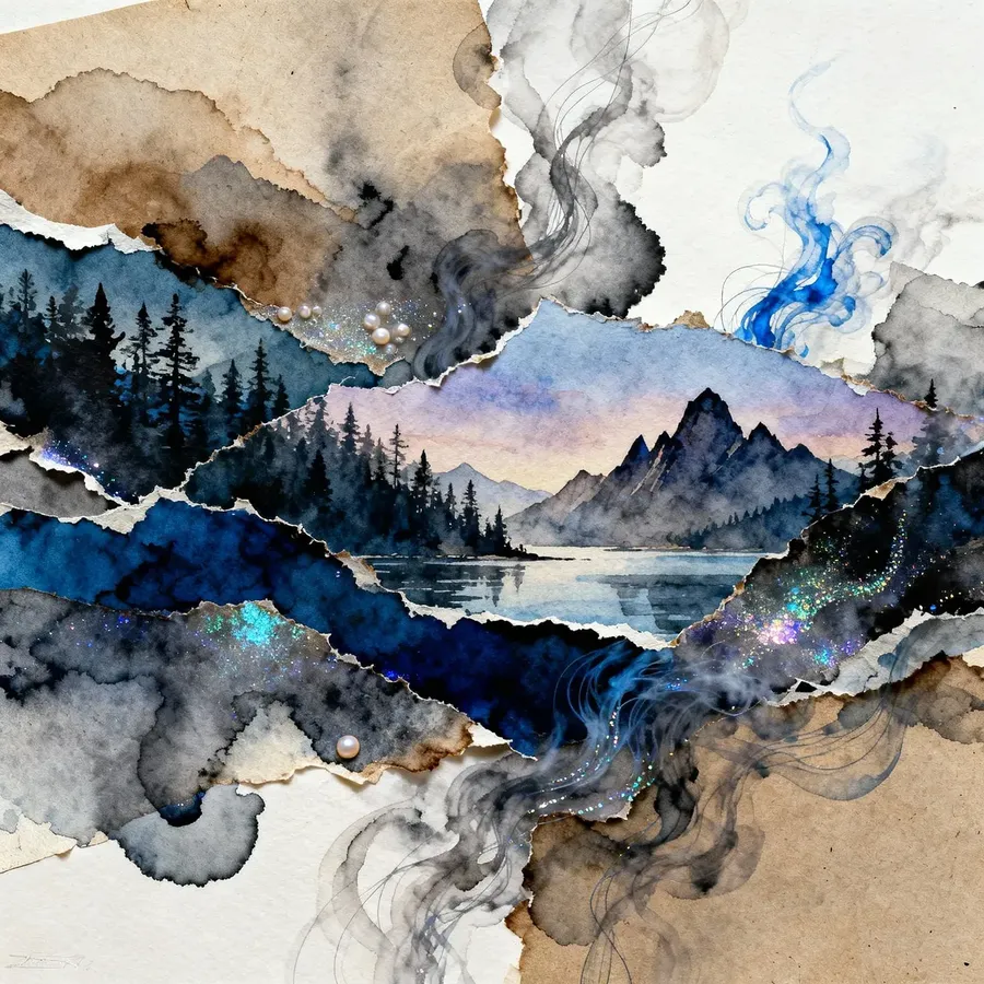 collage smoke ink simulation ai prompt