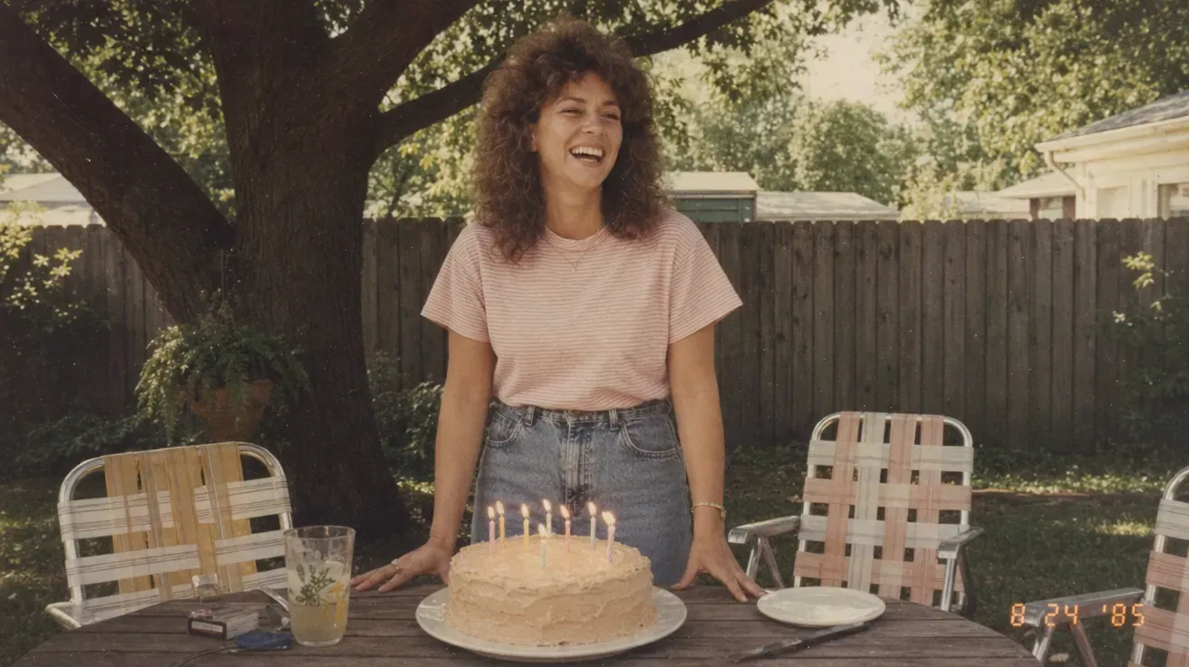 1985 Polaroid SX-70 backyard pool party snapshot — AI-generated vintage image.