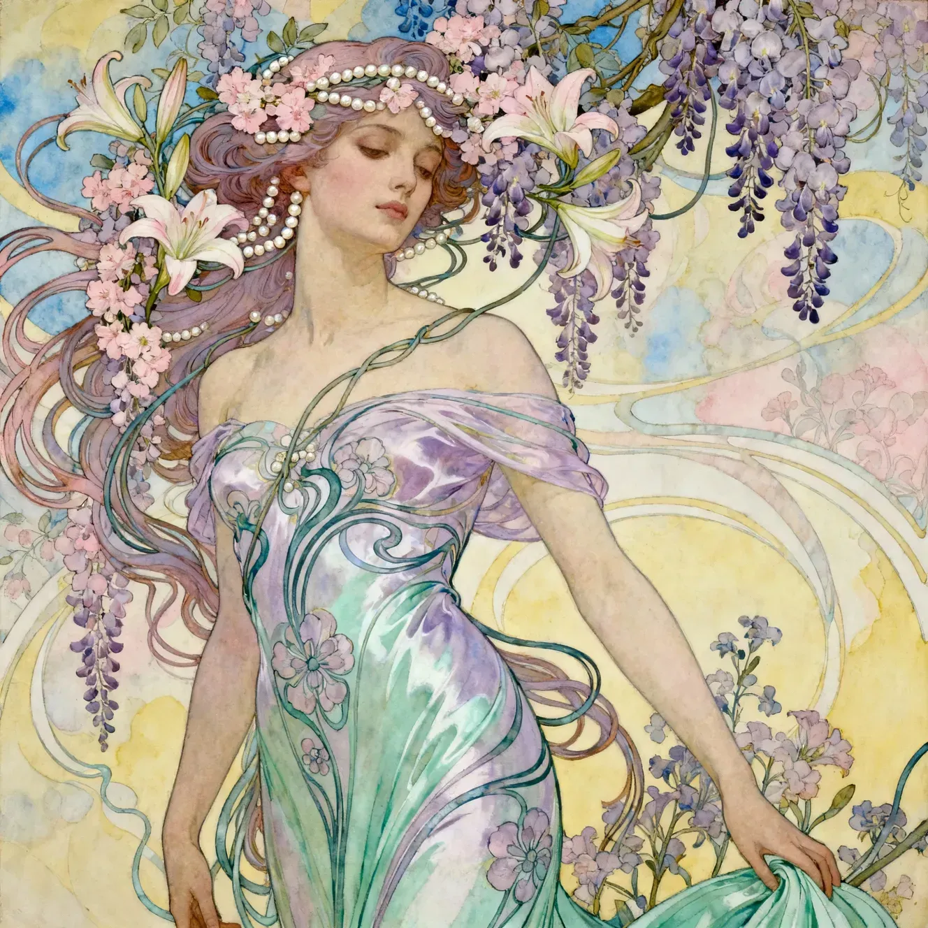 art nouveau ai painting