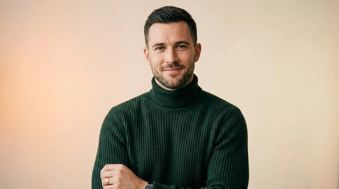 LinkedIn-ready AI headshot of a man in a charcoal blazer, generated by getimg.ai