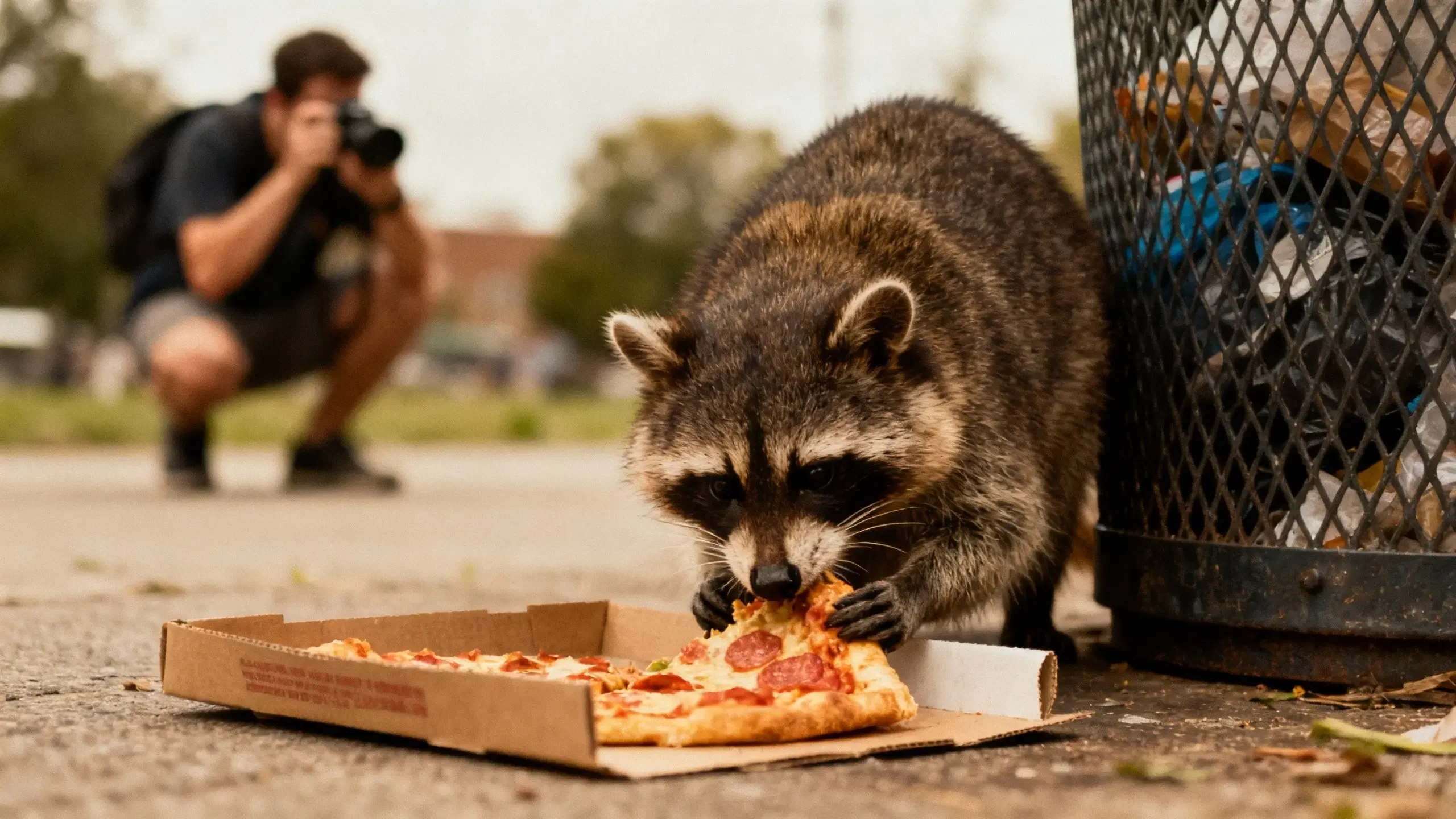 racoon eating a pizza getimg.ai image generation
