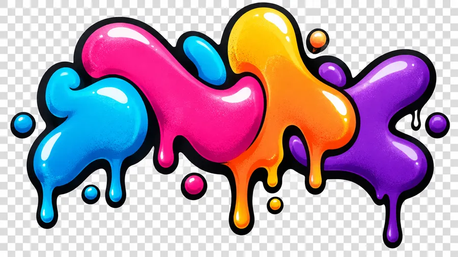 Spray-paint style graphic on a transparency checkerboard background