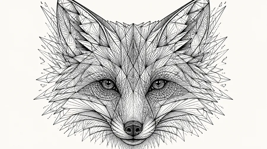 Geometric line art of a fox's head built from triangular facets, generated with getimg.ai's AI line art generator
