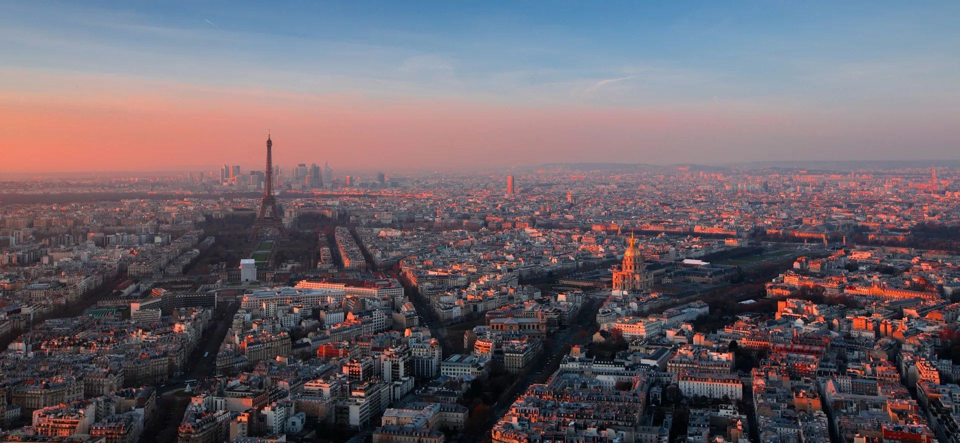 photo of Paris at the sunset, shot from high vantage point