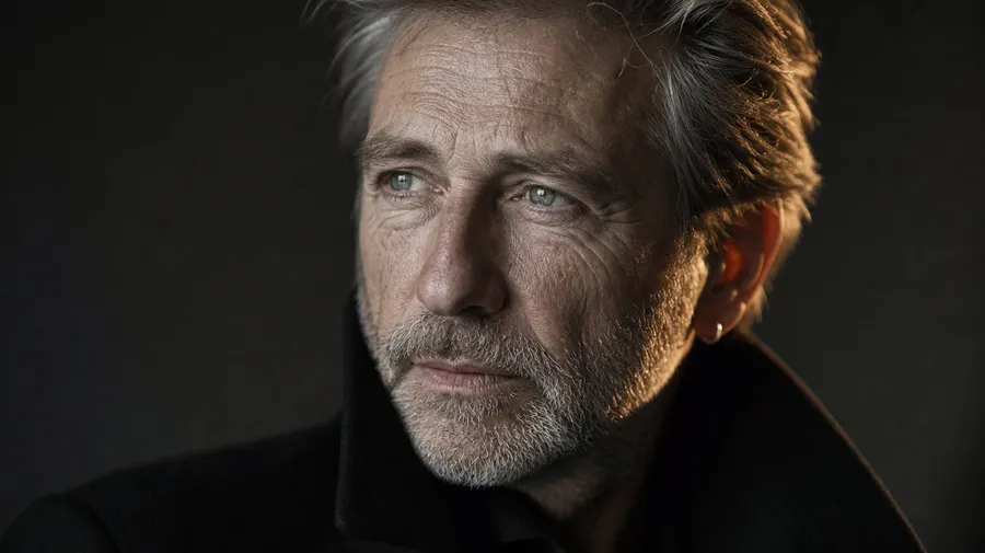 Editorial portrait of a silver-haired man around 64 in a black high-collar coat, lit by soft window light against a charcoal background, generated on getimg.ai with GPT Image 2 for an AI image realism test.