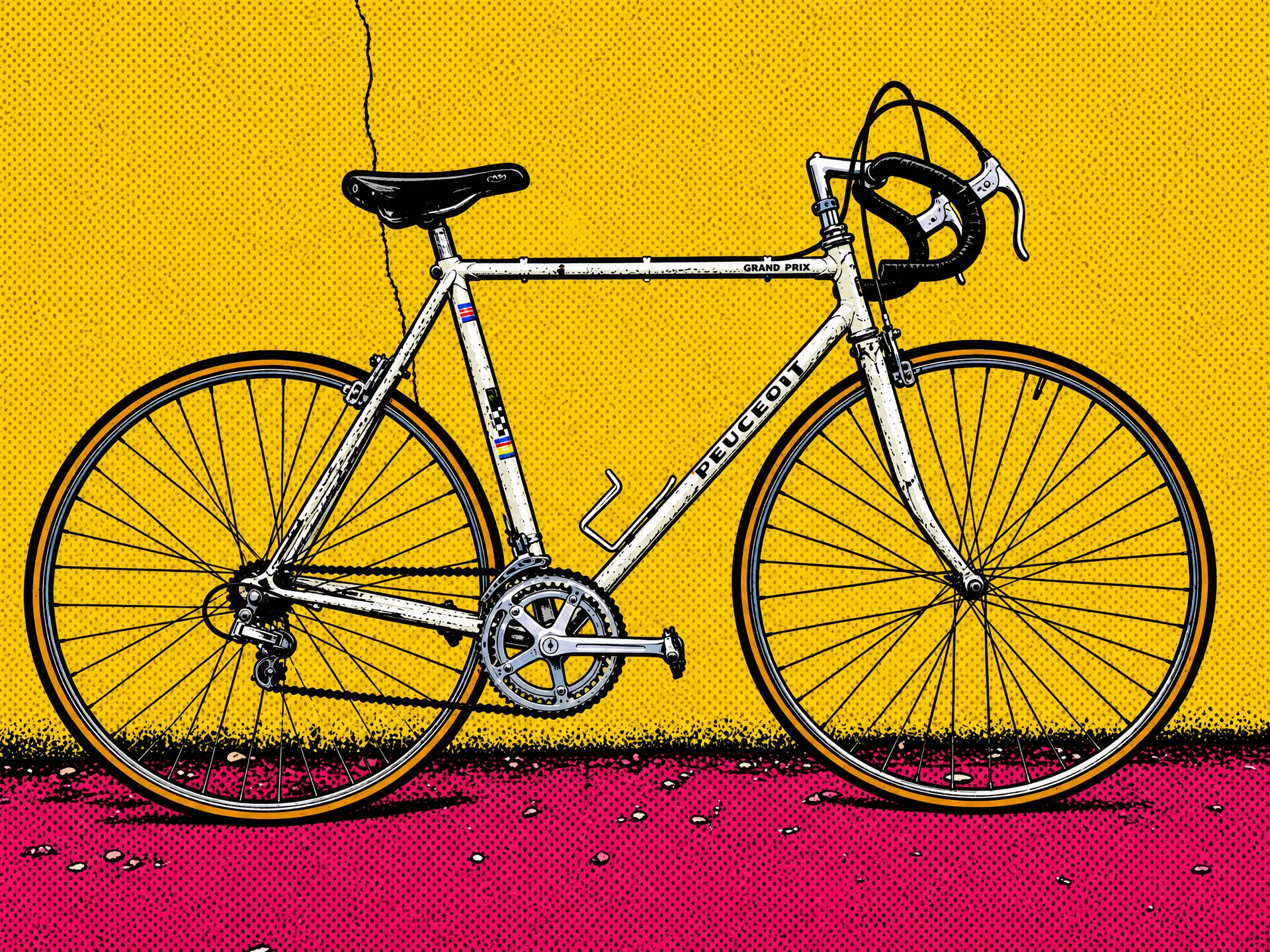 Vintage bicycle photo turned into a pop-art print